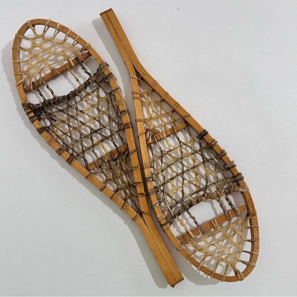 Vintage Authentic Huron Style Snowshoes Set Of 2